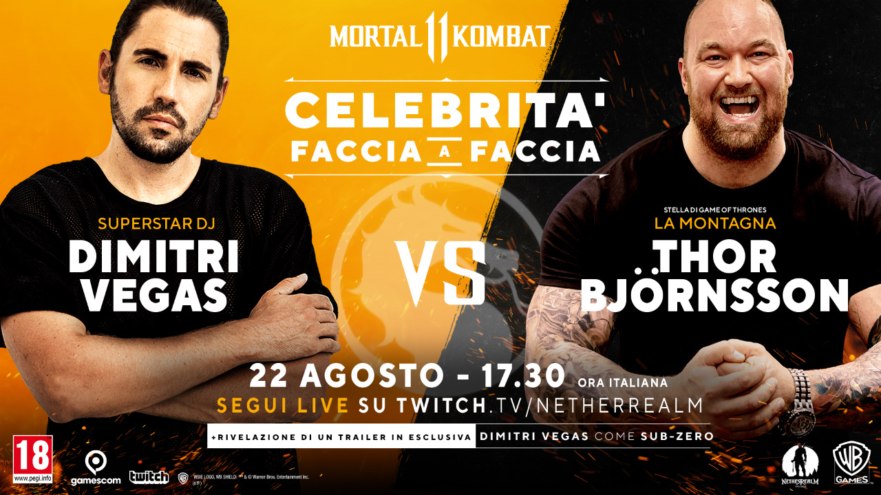 Mortal Kombat 11 - Il DJ Dimitri Vegas e 'La Montagna' di Game of Thrones in un testa a testa a Gamescom 2019